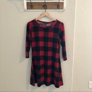 Sweet Claire Red/Blk Plaid A-Line Dress - Size L